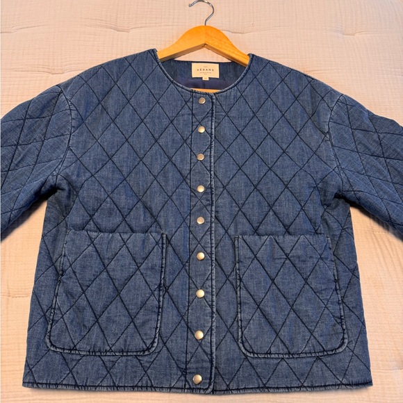 Sézane Dakota Quilted Denim Jacket | Blue | FR 34 / XS / 2 - Picture 4 of 9